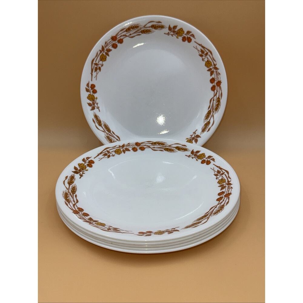 Lot of 6 Corelle Harvest Home Luncheon Plates 8.5 Inch Gold/Orange
